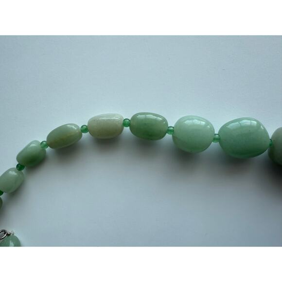Green Aventurine Chunky Beaded Natural Stone Necklace Boho Earthy Gemstone 18" - Picture 10 of 13